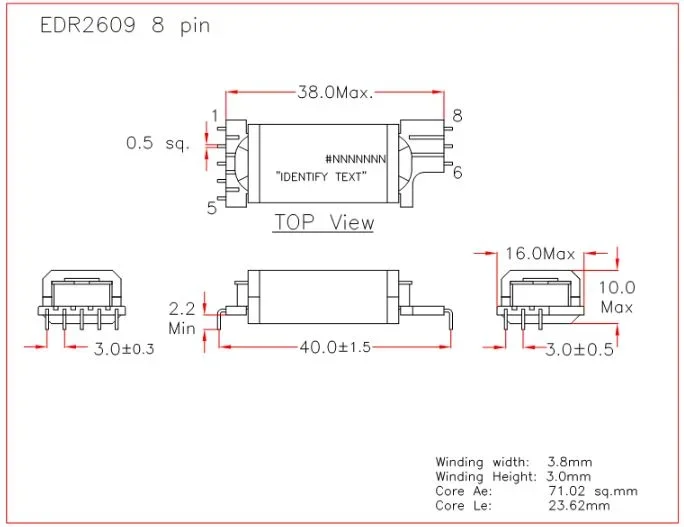EDR2609 8 pin Ferrite Core