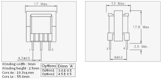 EE1605 6 Pin Vertical Bobbin
